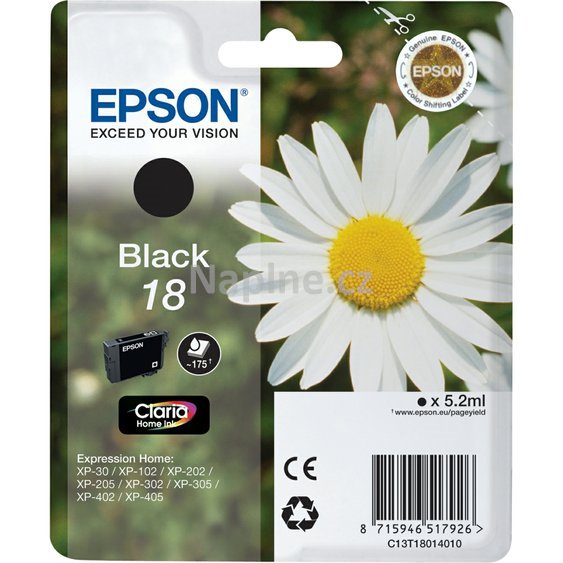 Originální cartridge EPSON označení T180140 - černá._1