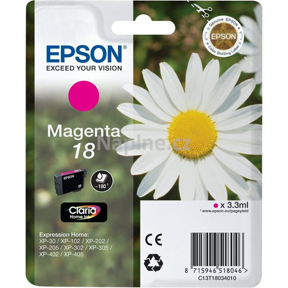 Originální cartridge EPSON označení T180340 - purpurová._1