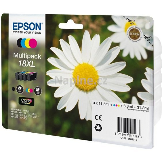 Sada originálních náplní EPSON označení T181640 - černá + azurová + purpurová + žlutá._1