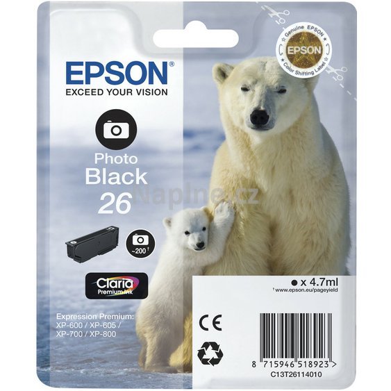 Originální cartridge EPSON označení T261140 - foto černá._1