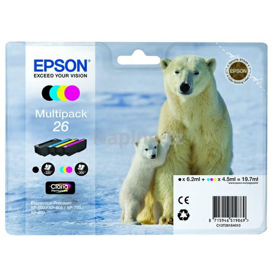 Sada originálních náplní EPSON označení T261640 - černá + azurová + purpurová + žlutá._1