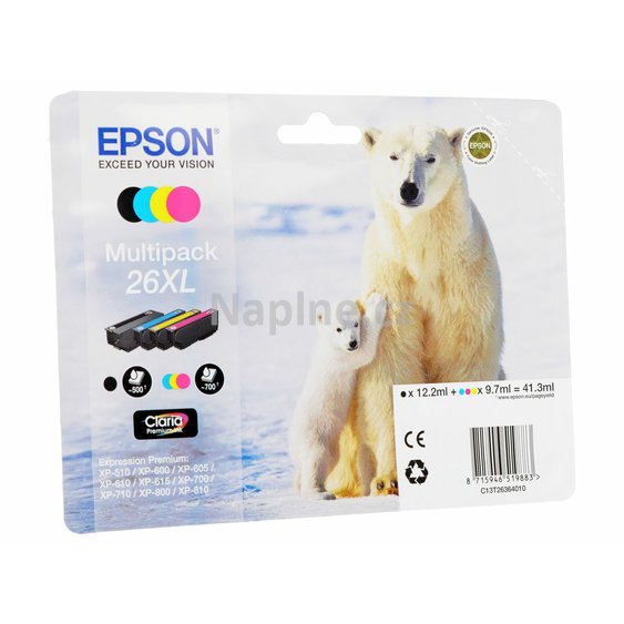 Sada originálních náplní EPSON označení T263640 - černá + azurová + purpurová + žlutá._1